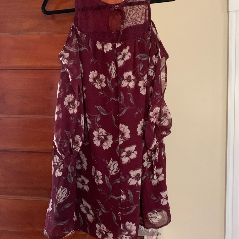 Maroon off the shoulder floral dress